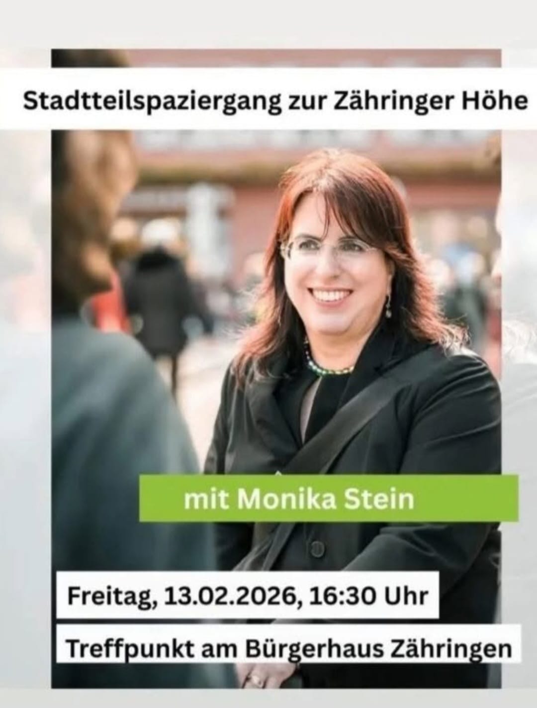 Einladung zum Treffen mit OB‑Kandidatin Monika Stein auf der Zähringer Höhe