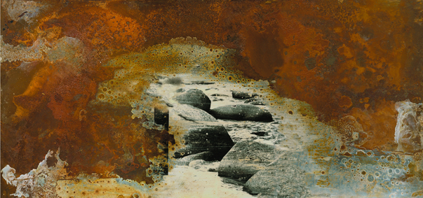 Jeder Ort hat sein Geheimnis , 29x60 cm, Fotografie auf Stahl, 2002