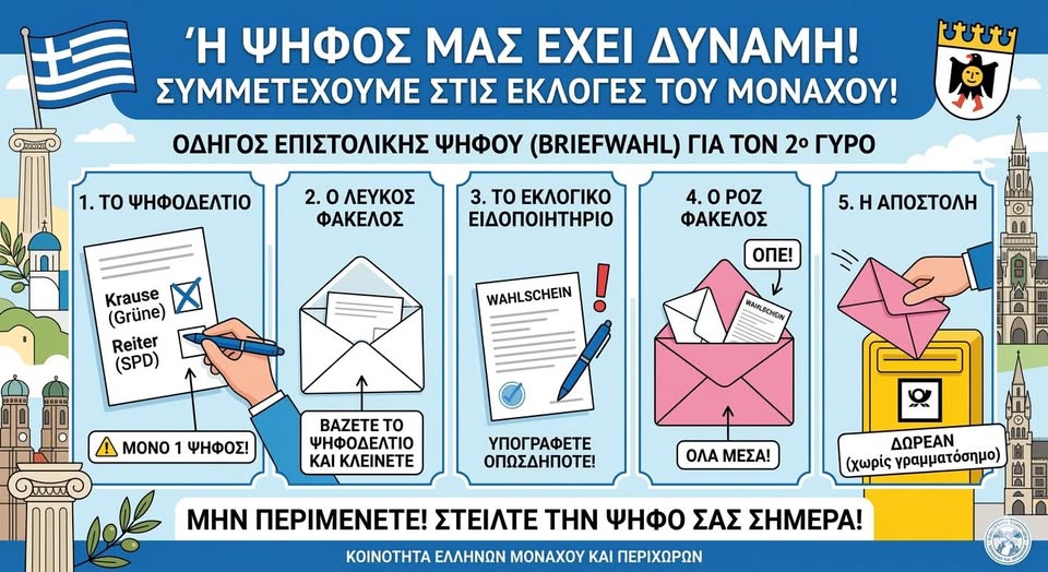 Ανακοίνωση Κοινότητας Ελλήνων Μονάχου για επαναληπτικές στον Δήμο