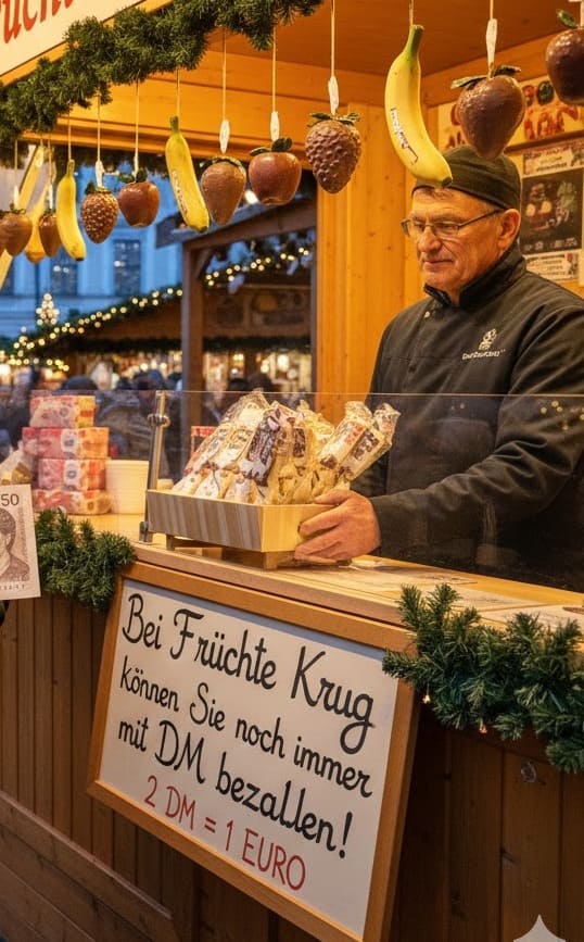 Weihnachtsdorf im Kaiserhof der Residenz : Ο Πάγκος που δέχεται ακόμα D-Mark