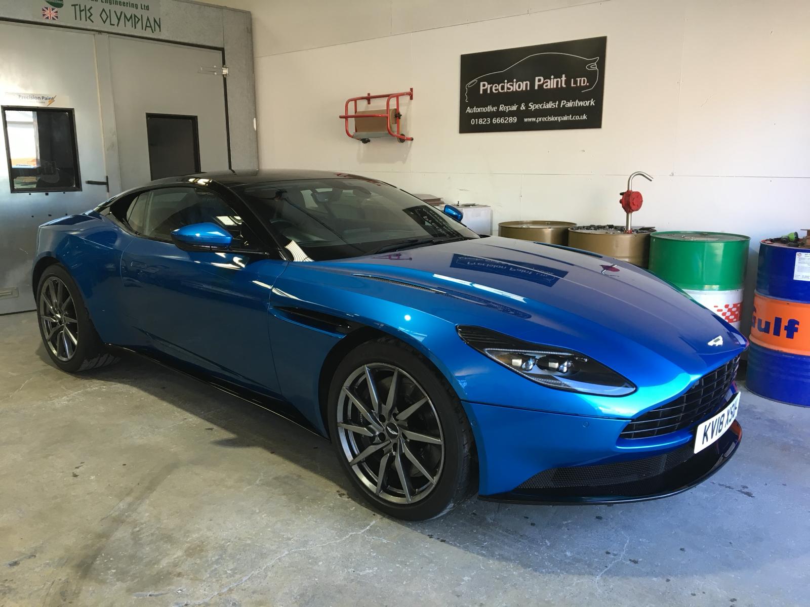 Aston Martin DB11 -  Front bumper repaired and painted by Precision Paint, Wellington, Somerset