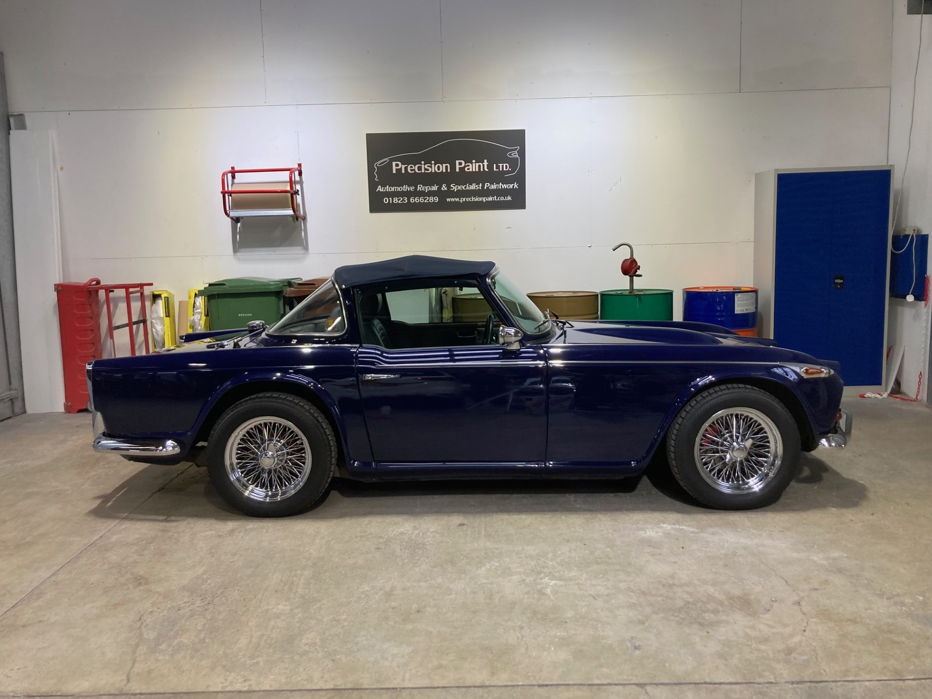 Triumph TR4 paint correction side view Precision Paint Wellington