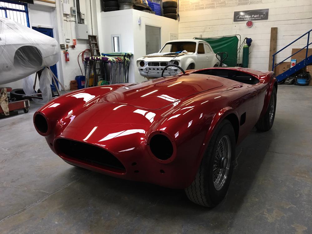 Angled view of finished red Hawke Cobra ready to be put back together Precision Paint Wellington