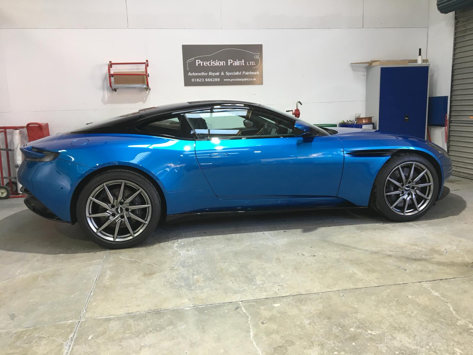 Aston Martin DB11 -  Front bumper repaired and painted by Precision Paint, Wellington, Somerset