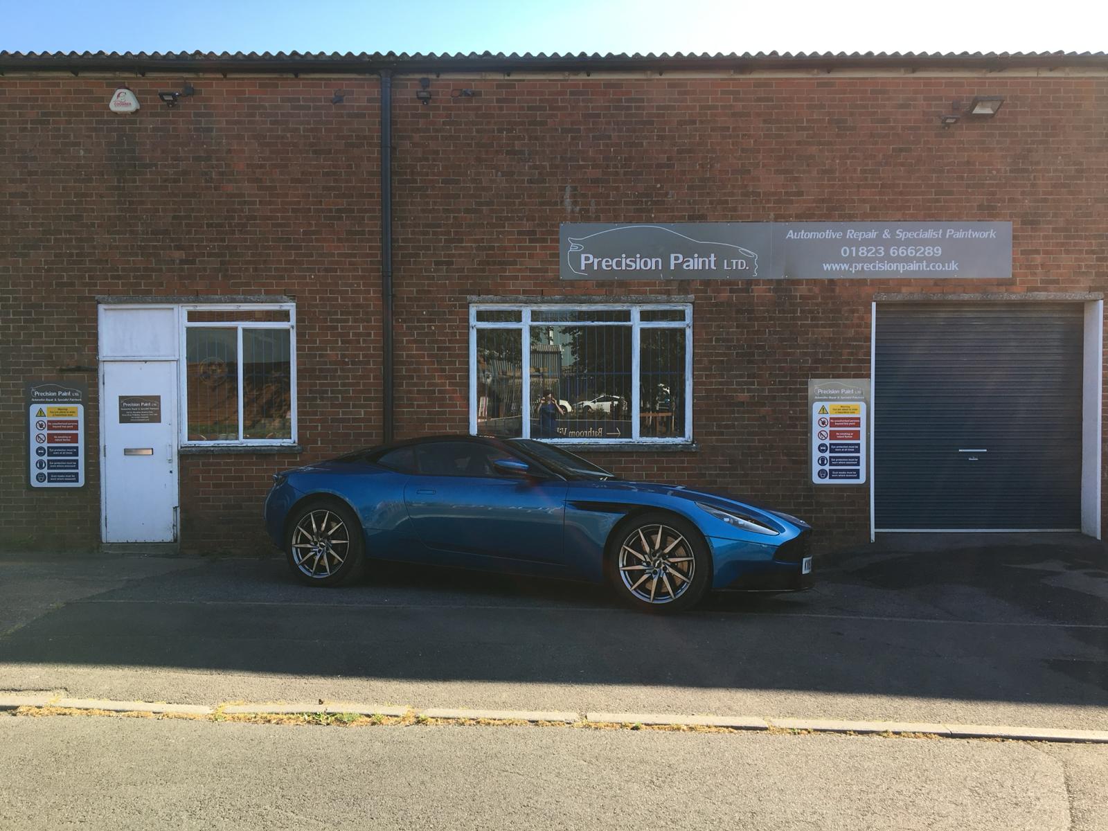 Aston Martin DB11 -  Front bumper repaired and painted by Precision Paint, Wellington, Somerset