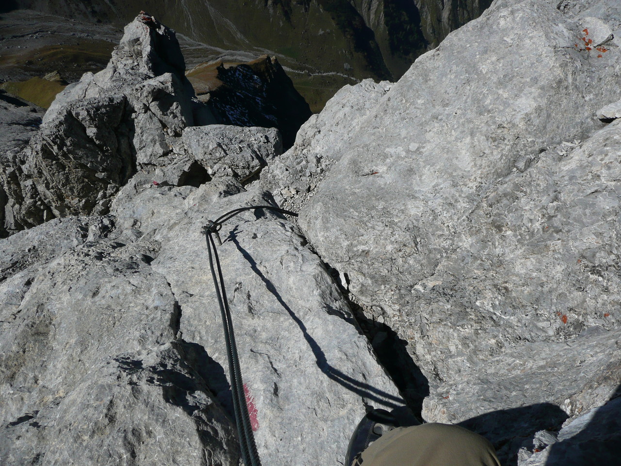 Schlüsselstelle der Wetterspitze beim Abstieg