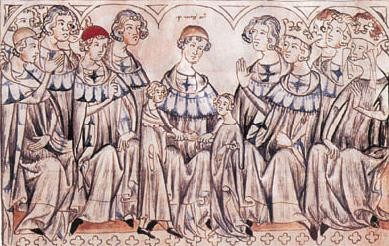 Kaiserhochzeit, die Tage in Speyer  Rechts Kaiser Heinrich VII. und Kaiserin Margarethe - als Römischer König und Römische Königin, als die sie bei der "Kaiserhochzeit" ihres Sohnes gewählt waren.