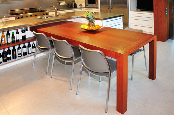 Kitchen table attached to kitchen island