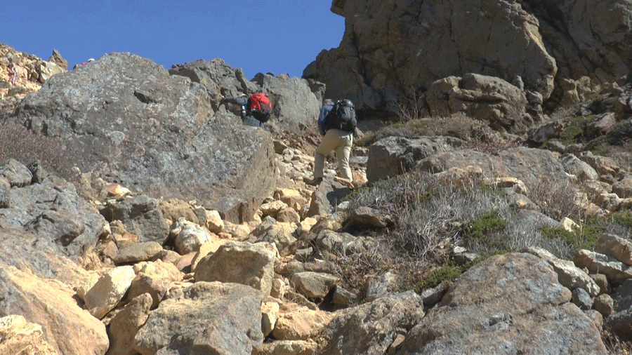 溶岩の岩塊の道