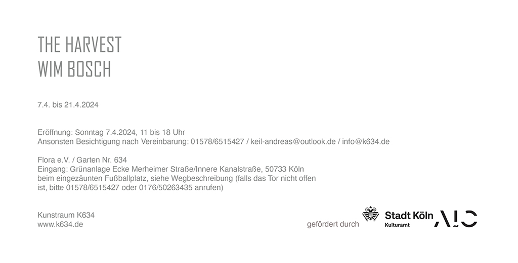 Harald Kröner, SCHWARZWASSER, Einladung, Ausstellung, Kunstraum K634, Köln, Kurator Andreas Keil, 2023
