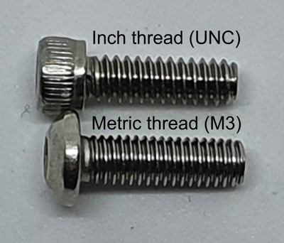 Comparison of inch threads and metric threads