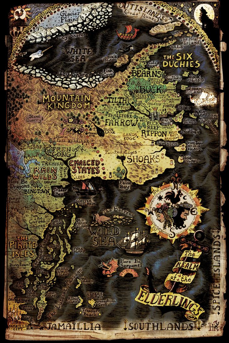 Une très belle carte officielle de l'univers de Robin Hobb, qui requière toutefois d'assez bons yeux !