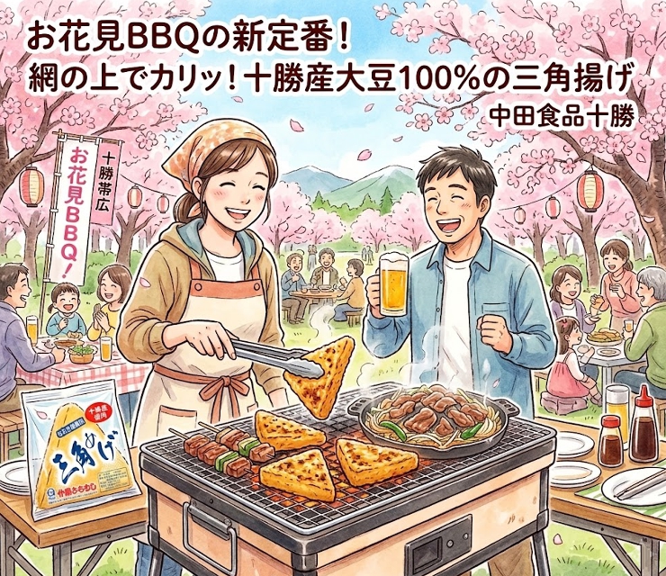 焼いて納得！お花見BBQの新定番は「十勝産大豆の三角揚げ」