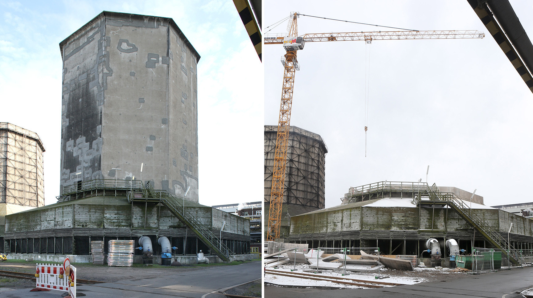 Abbruch Kühlturm: Vorher - Nachher