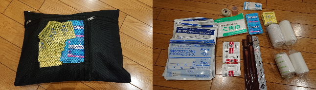 日の目を見ない事を祈る、発展途上の救急バッグと中身