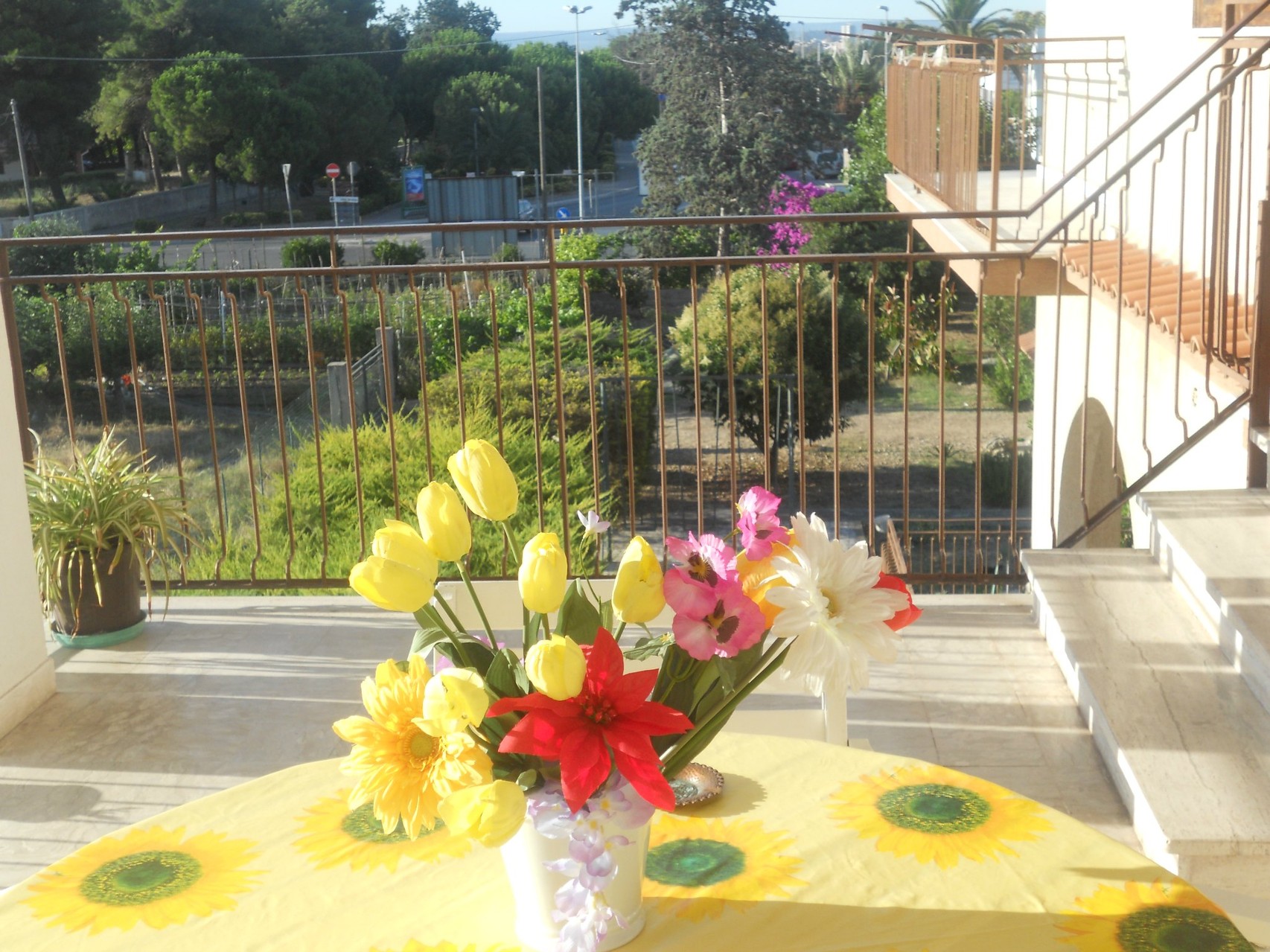 Terrazza dell'appartamento con vista del giardino.