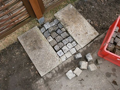 Probelegen des späteren Pflastermusters