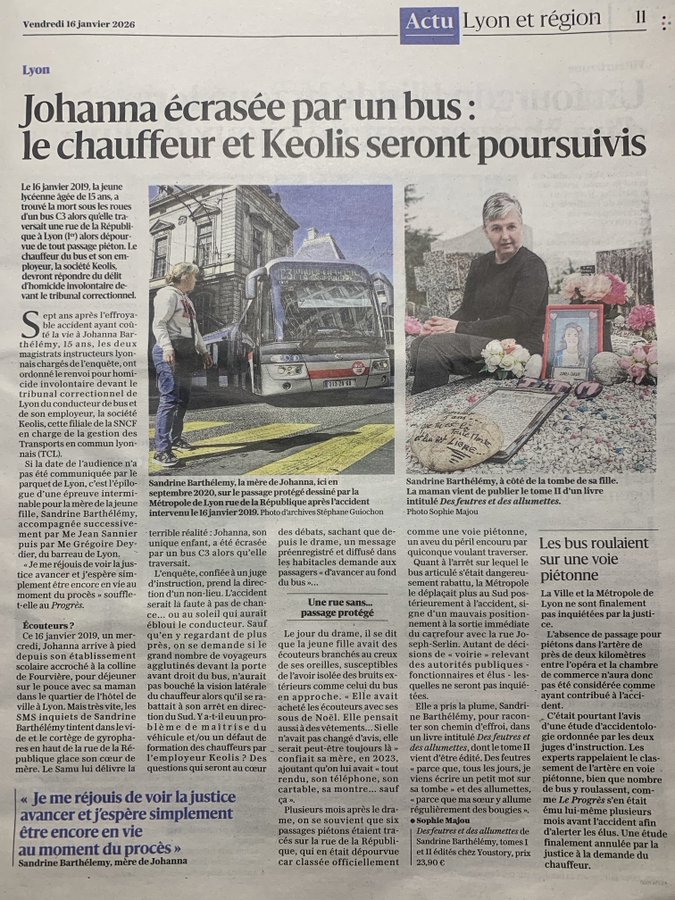 article du Progrès de lyon du 15 janvier 2026 de Sophie Majou