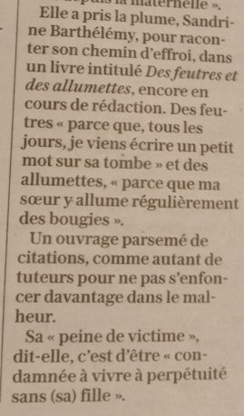 article de Sophie Majou du progrès en août 2023