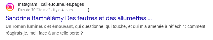 avis ouvrage des feutres et des allumettes de Sandrine Barthélémy 2025 Instagram