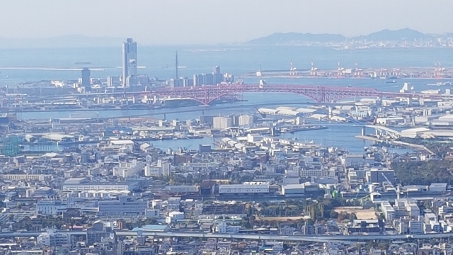 Vue d'Osaka côté mer du haut de la tour Harukas