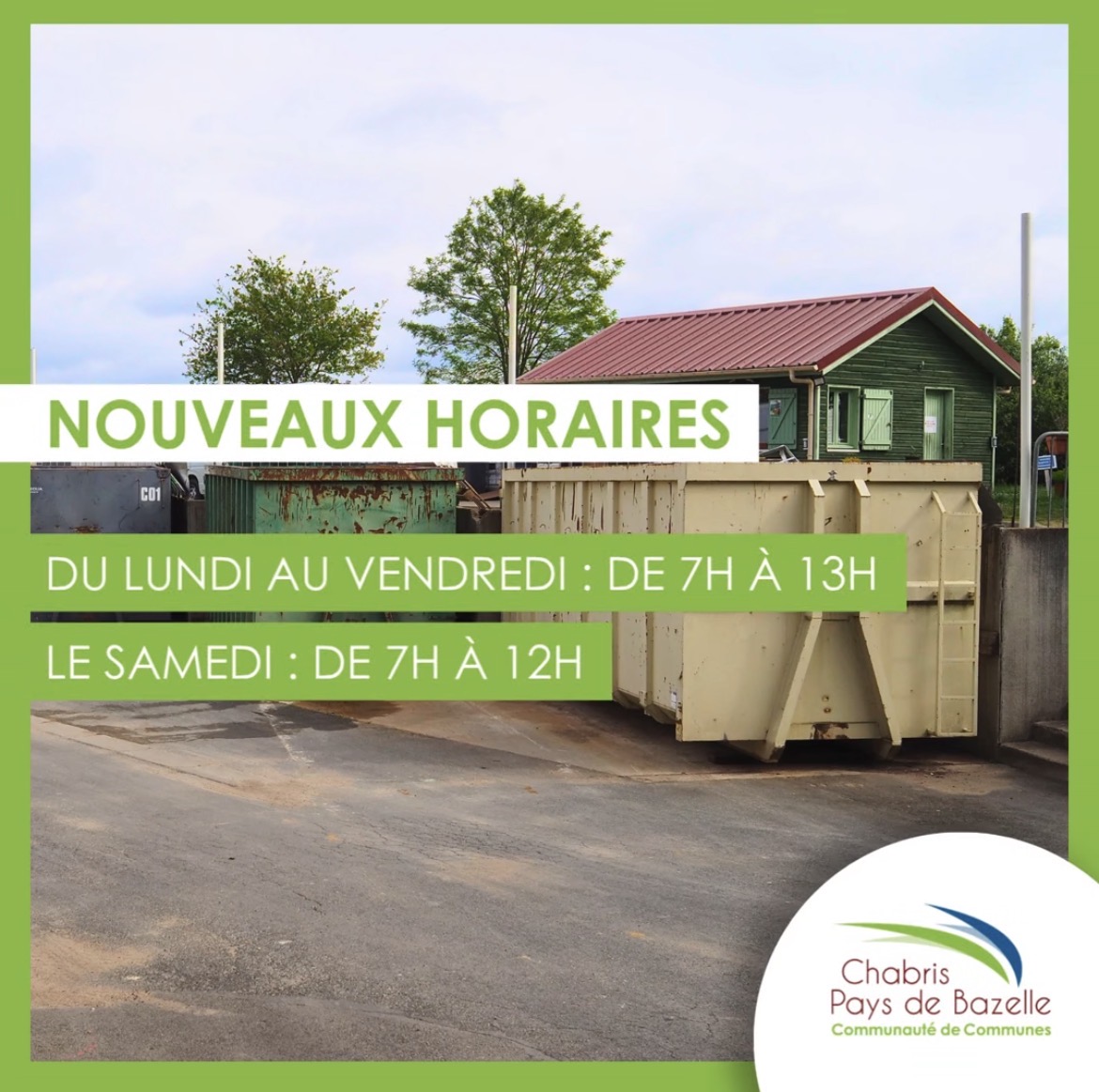 Nouveaux horaires déchetterie