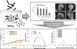 Process overview and analysis results for microgranules using an extruder and conical screen mill 