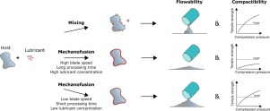 Graphical overview of the results of mechanofusion vs. blended binary mixtures