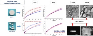 Pictures of particles sizes and analysis results of xanthan gum als rate-controlling polymer