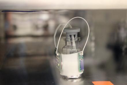 Photo of the use of a wireless senor in a freeze-drying process