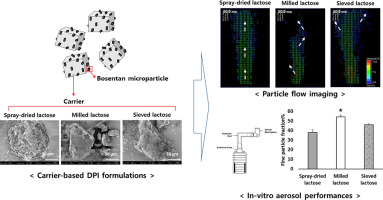 Graphic with process and results  to use bosentan microparticles for dry powder inhalation