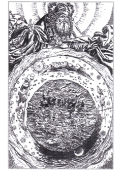 Abb. 2: Das simple Bild der biblischen Schöpfungsordnung dominierte bis ins 19. Jahrhundert hinein (Holzschnitt aus einer Bibel des 16. Jahrhunderts). 