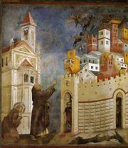 Exorzismus durch den heiligen Franziskus in Arezzo, Gemälde von Giotto