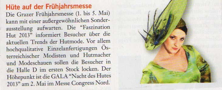 20130420 Steirische Wirtschaft AUSSTELLUNG FASZINATION HUT 