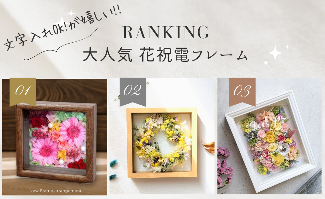 フラワー電報・祝電はプリザーブドフラワーの壁掛けフレームが人気の結婚式お祝いギフト