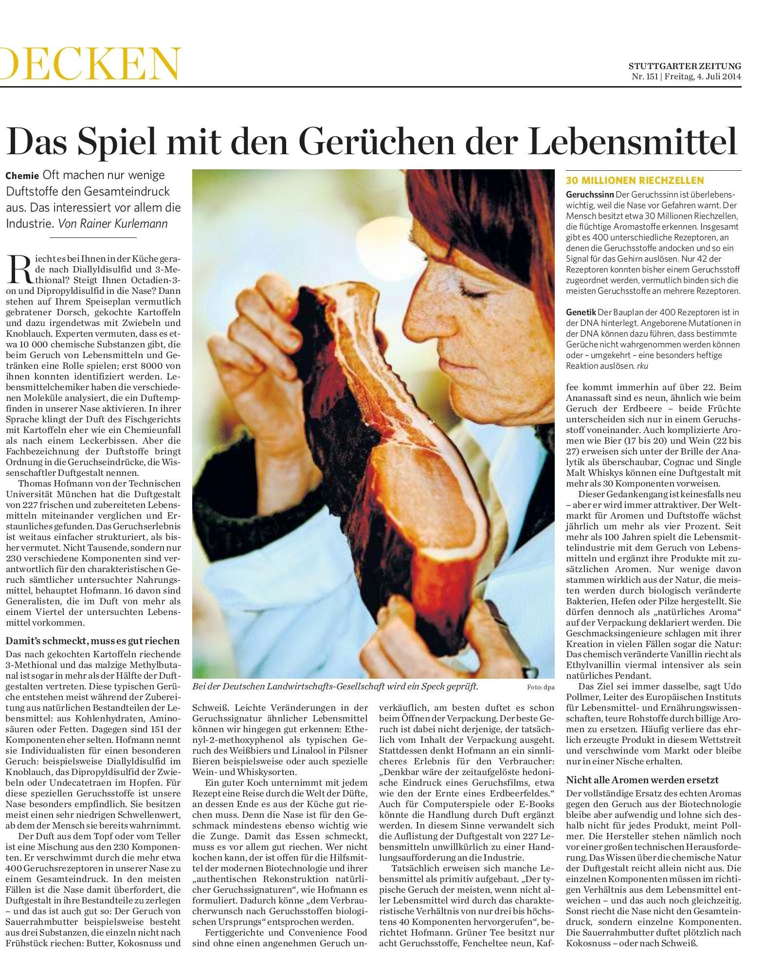 Wonach riechen Lebensmittel - Rainer Kurlemann Wissenschaftsjournalist