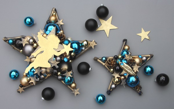WeihnachtsTrend - splendid history - Sterne in gold, blau und schwarz.