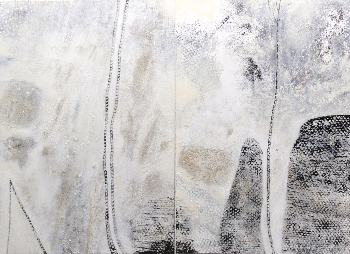 Bewegtes Wasser; Eitempera auf Leinwand mit Sand, 2016, 200 x 140 cm