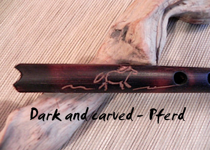 Stone Age Flute endblown - Dark and Carved - Horse