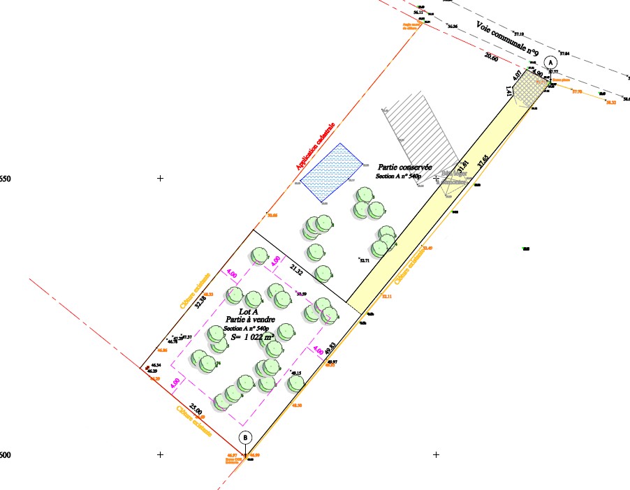 Plan de masse, division terrain, aménagement parcelle, terrain à bâtir, libre constructeur, bordeaux,