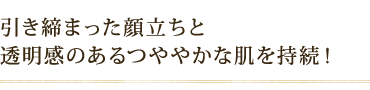 引き締まった顔立ちと 透明感のあるつややかな肌を持続!
