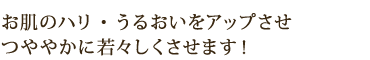 お肌のハリ・うるおいをアップさせ つややかに若々しくさせます!