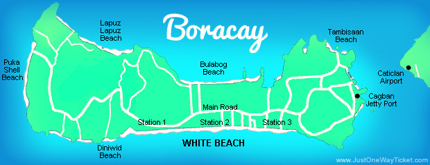 Map of Boracay, Philippines. 2013 © Sabrina Iovino | JustOneWayTicket.com