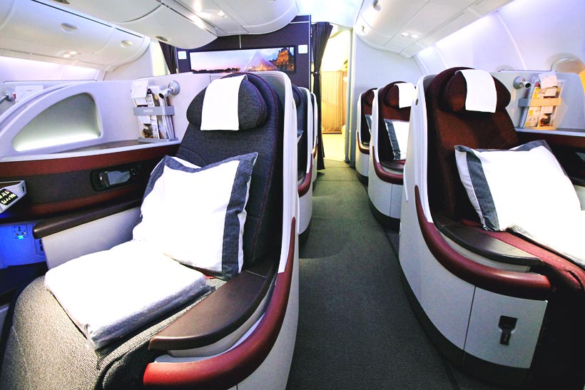 Business Class Cabin | Review: Qatar Airways Business Class A380 Doha to Atlanta Inaugural Flight | via @Just1WayTicket