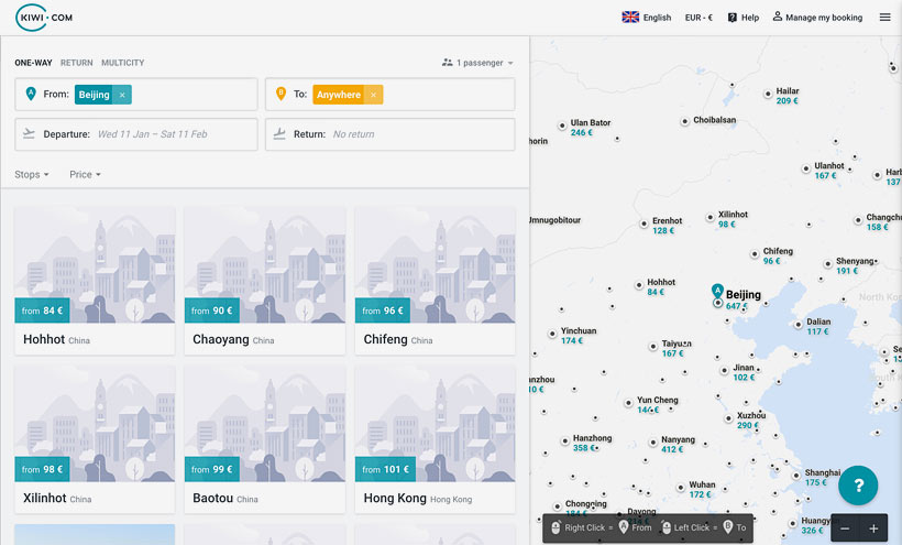 Review Kiwi.com - Possibly The Best Flight Search Engine For Finding The Cheapest Flights | My Experience With Kiwi.com | via @Just1WayTicket