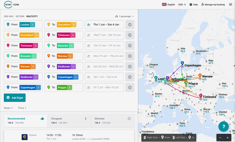 Review Kiwi.com - Possibly The Best Flight Search Engine For Finding The Cheapest Flights | My Experience With Kiwi.com | via @Just1WayTicket