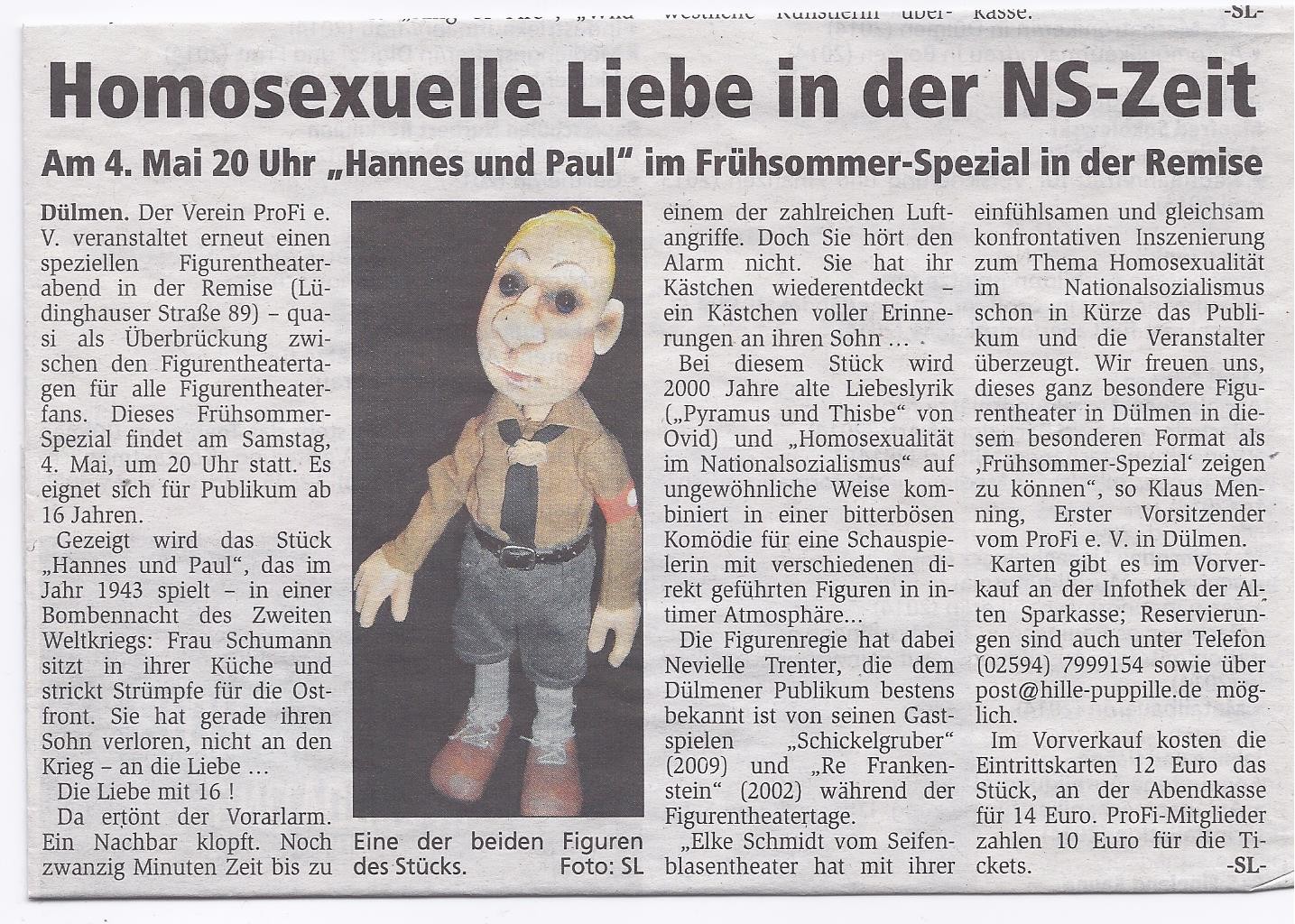 Das Seifenblasen-Theater aus Meerbusch mit  "Hannes und Paul"