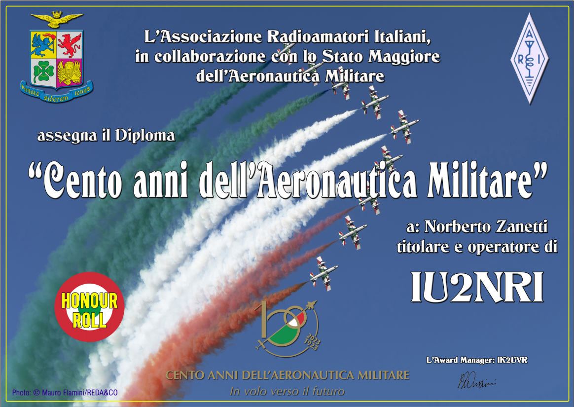 Diploma 100 anni dell'Areonautica Militare