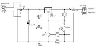 SCHEMA DEL CIRCUITO ELETTRONICO CARICABATTERIE