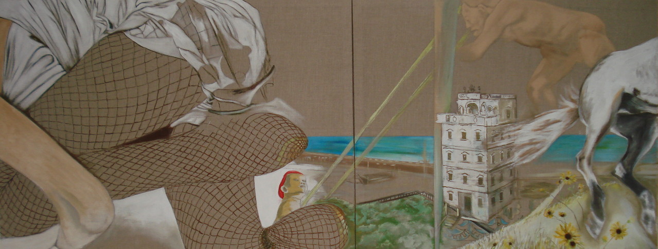 "Animation", Öl auf Leinwand, 130x300cm, zweiteilig, 2008